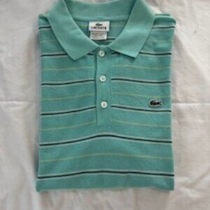 Lacoste polo shirt sea green with black and white stripe size 6